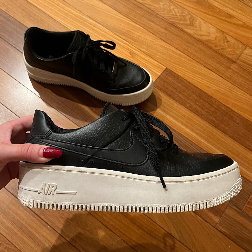 Bike Air Force 1 sage low black leather